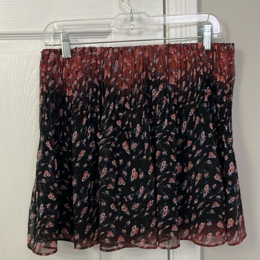 Red/Navy Floral Printed Mini Skirt